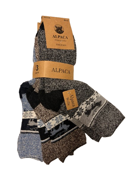 Șosete calde cu model din alpaca pentru bărbați, 3 perechi, mărimea 44-47