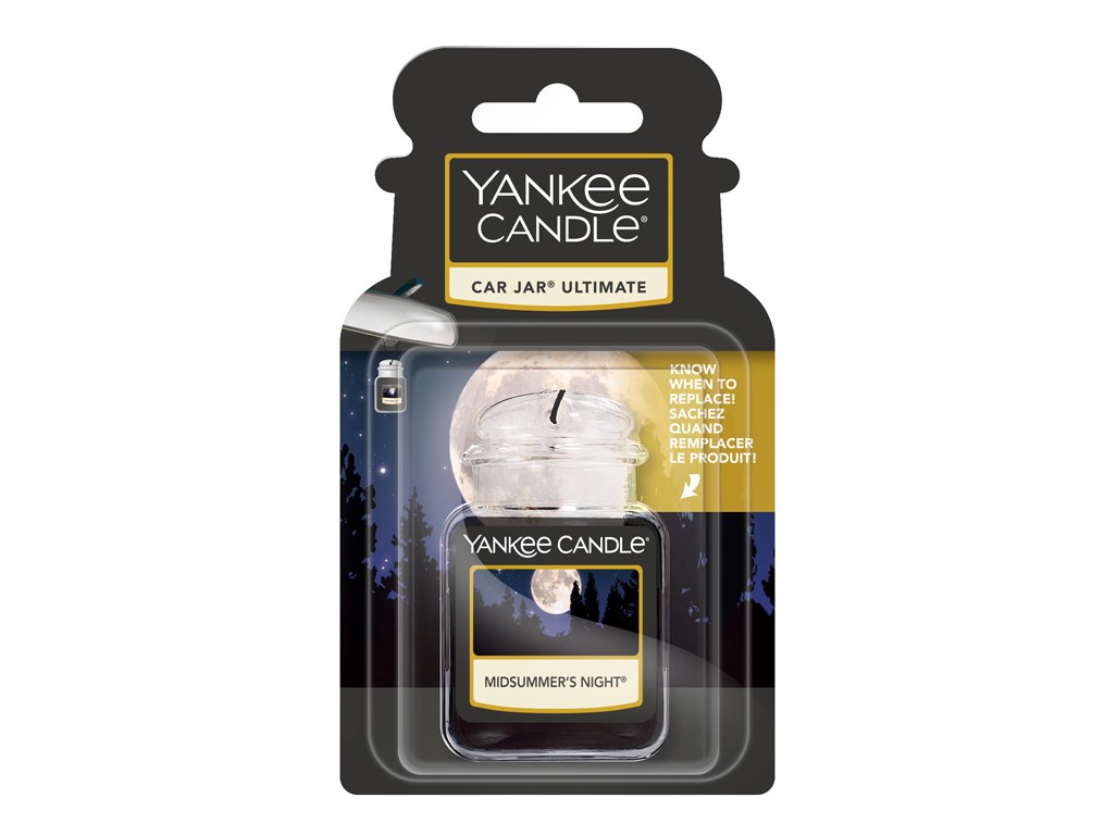 Lumânare Yankee Midsummers Night, parfum auto - Etichetă de lux