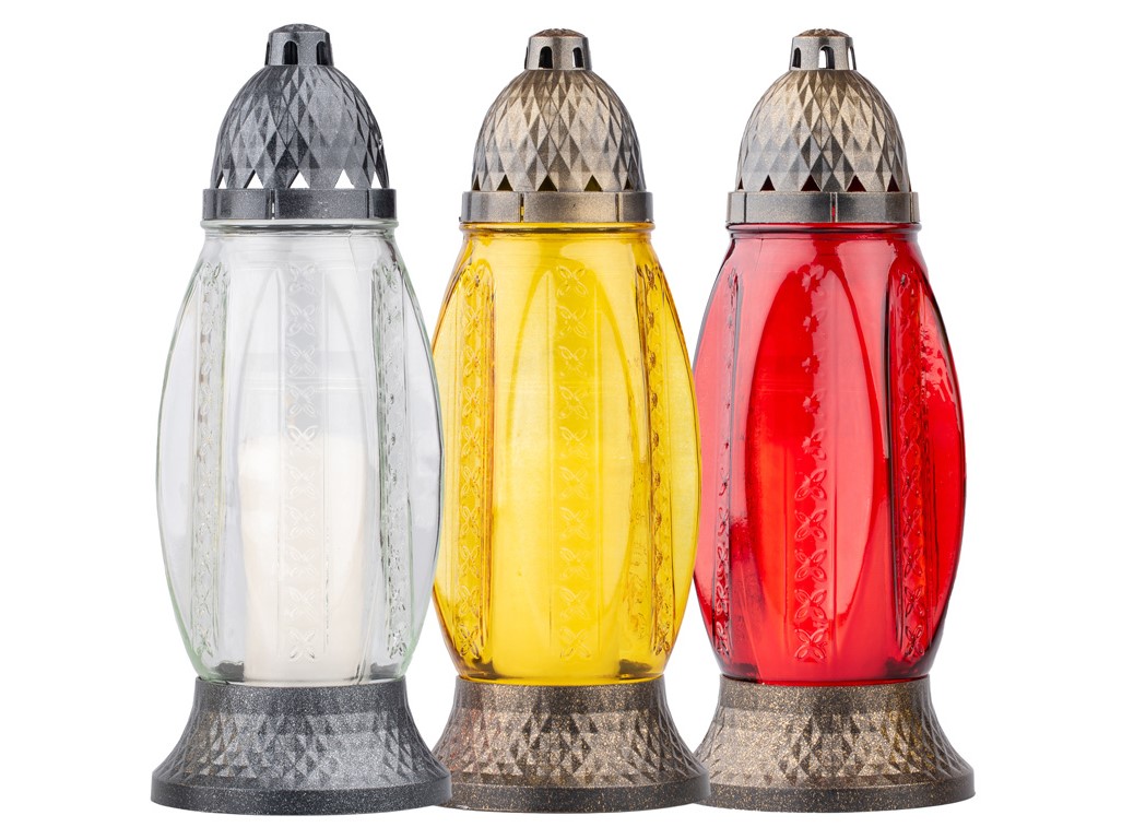 Inserție de sticlă pentru cimitir 29 cm 110g 32h. amestec de culori