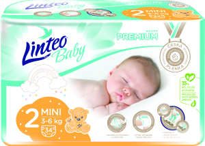 Scutece Linteo Baby Premium Mini pentru bebeluși 3-6 kg, 34 buc.
