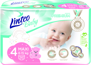 Scutece Linteo Baby Premium Maxi pentru bebeluși 8-15 kg, 50 buc.