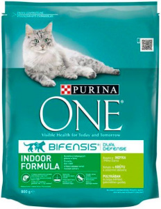Hrană uscată Purina One Indoor pentru pisici cu curcan și cereale integrale, 800 g