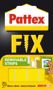 Benzi autoadezive față-verso Pattex Fix, 20×40 mm, capacitate de încărcare până la 2 kg, 10 buc.