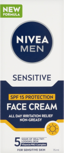 Cremă protectoare pentru pielea sensibilă Nivea Men, SPF 15, 75 ml