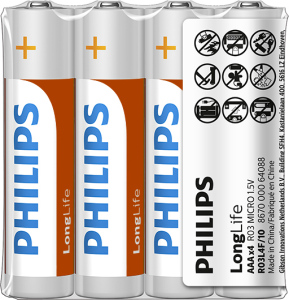 Baterii Philips Longlife 4 buc AAA R03 1.5V