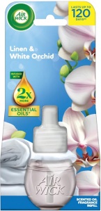 Odorizant electric Air Wick Essential Oils Linen and White Orchid, rezervă, 19 ml