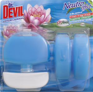 Dr. Devil 3 în 1 Lotus Lagoon bloc de toaletă lichid, cană + rezervă 3 × 55 ml
