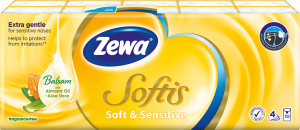 Șervețele de hârtie Zewa Softis Soft & Sensitive cu 4 straturi, 10×9 buc.