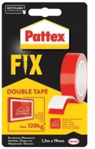 Bandă adezivă dublu adezivă extra puternică Pattex Fix, capacitate de încărcare 120 kg, 1,5 m × 19 mm