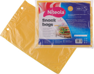 Pungi pentru gustări Niteola, HDPE, 20 × 30 cm, grosime 12 µ, galbene, 50 buc.