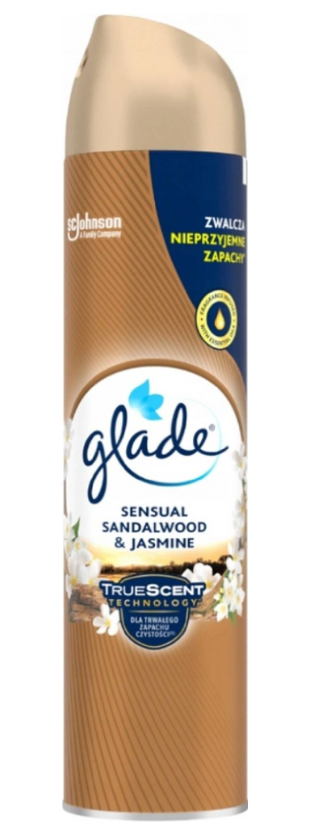 Odorizant de cameră Glade Sensual Sandalwood & Jasmine, spray cu aromă de lemn de santal și iasomie, 300 ml