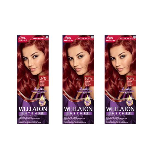 Vopsea de păr cremă Wellaton 3x, roșu cireș 66-46