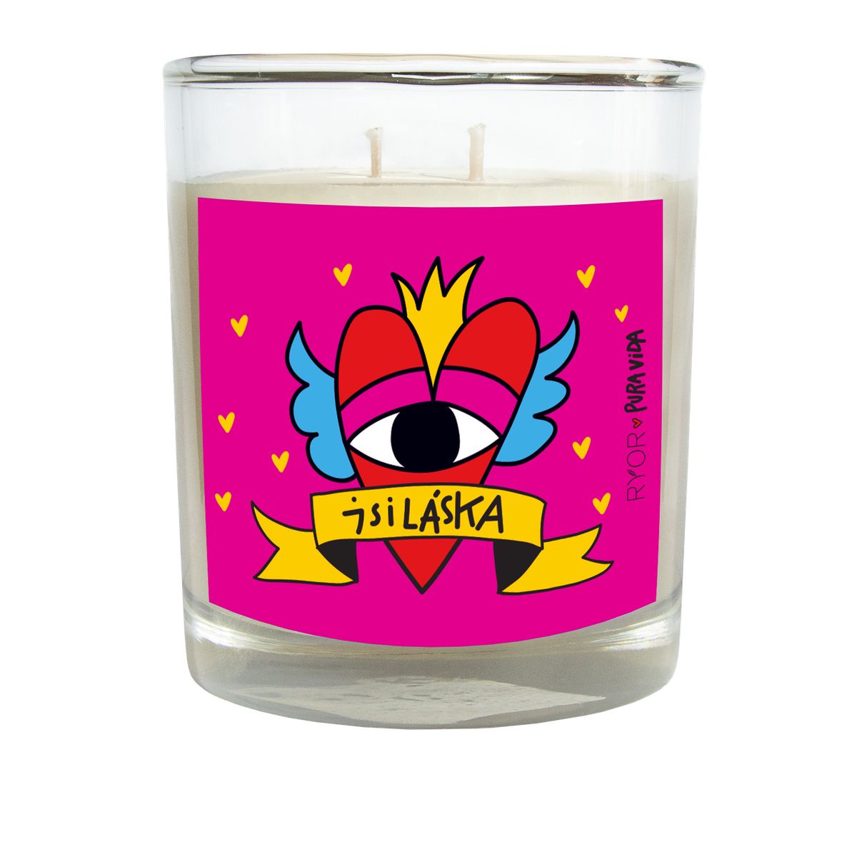 Lumânare Ryor - PuraVida cu parfum de rufe curate EȘTI IUBIRE - 210 g