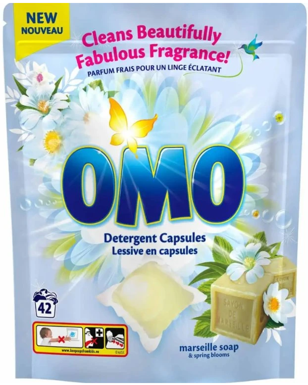 Capsule universale pentru rufe Omo Săpun de Marsilia și Flori de Primăvară 42 buc