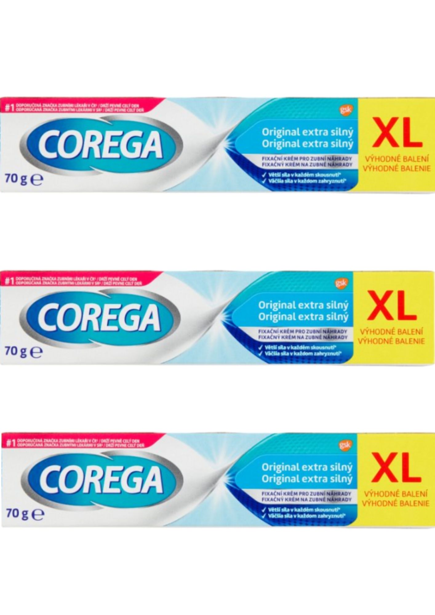 Cremă fixatoare Corega extra puternică XL 3x70 g