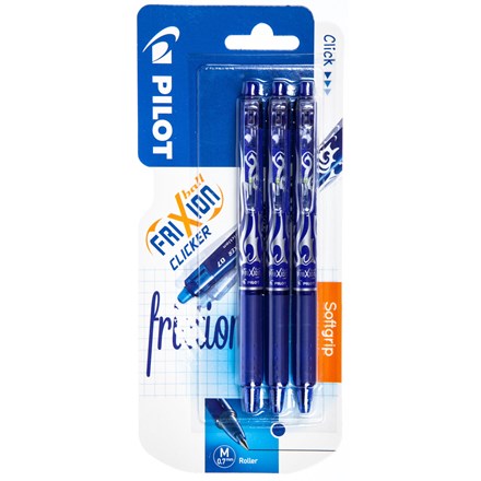 Pix PILOT Frixion Clicker 0.7mm albastru 3 bucăți