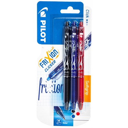 Pix PILOT Frixion Clicker 0.7mm albastru/roșu/negru 3 bucăți