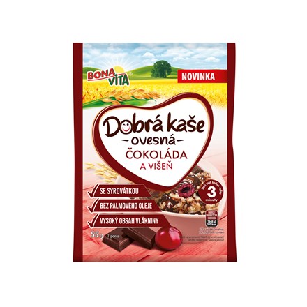 BONAVITA Terci de ovăz cu ciocolată și cireșe 55 g