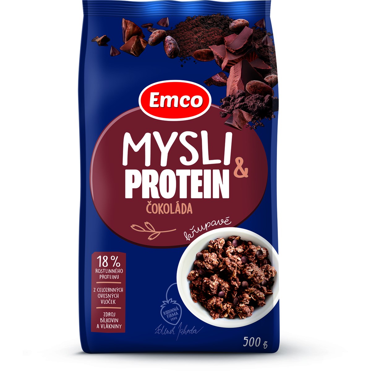 Emco Super Mysli Protein Crispy cu ciocolată 500 g