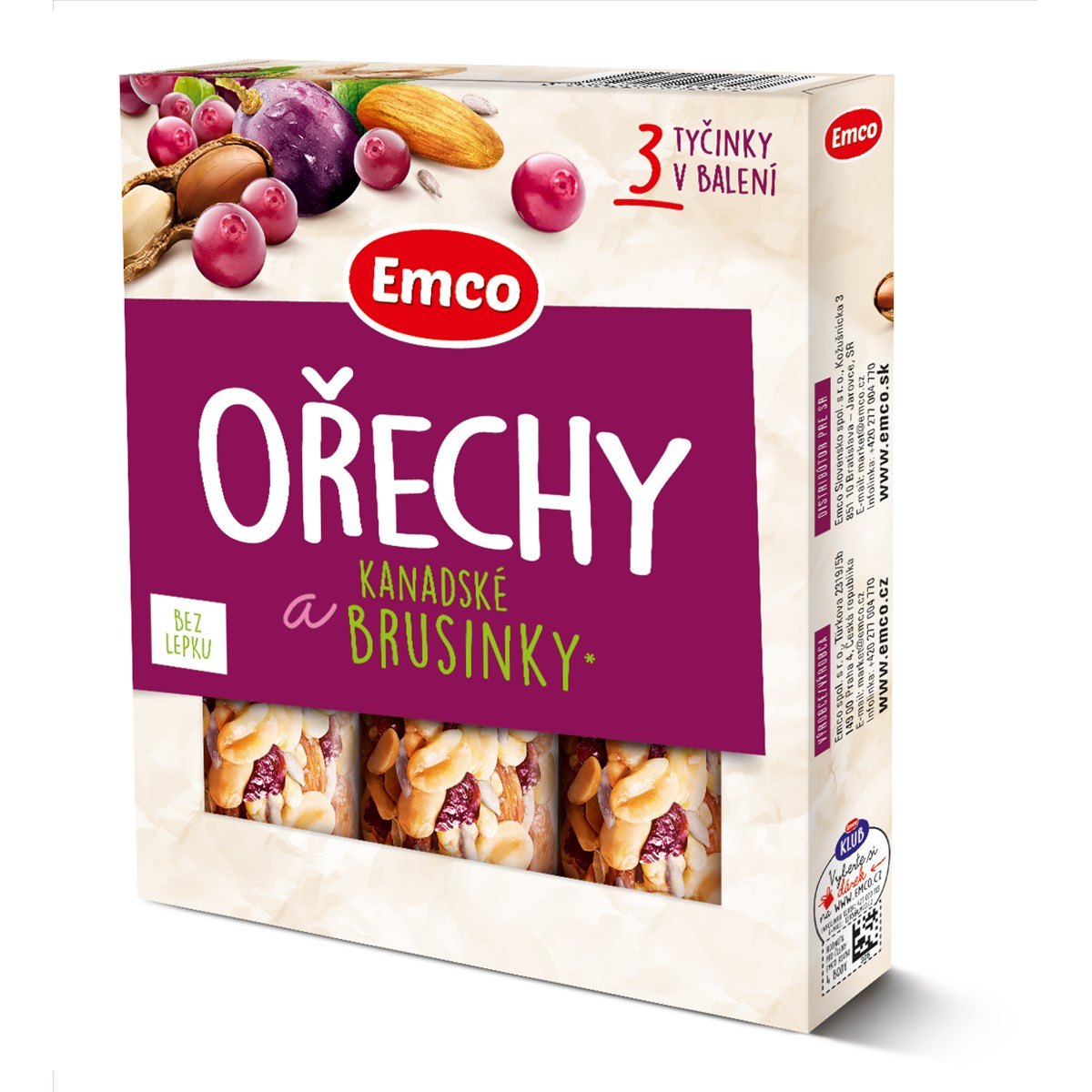 Emco Baton cu merișoare Nuts 3 x 35 g