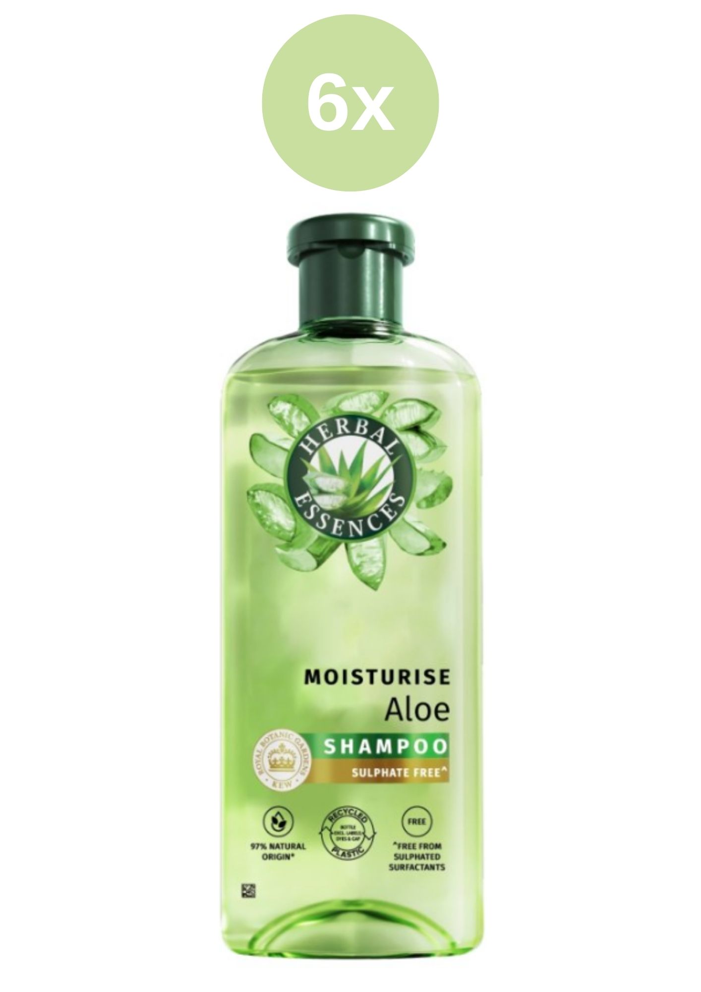 Șampon Herbal Essences cu 96% de origine naturală, aloe vera, 6 x 350 ml