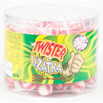 Acadele Twister cremă-căpșuni 100 x 8 g