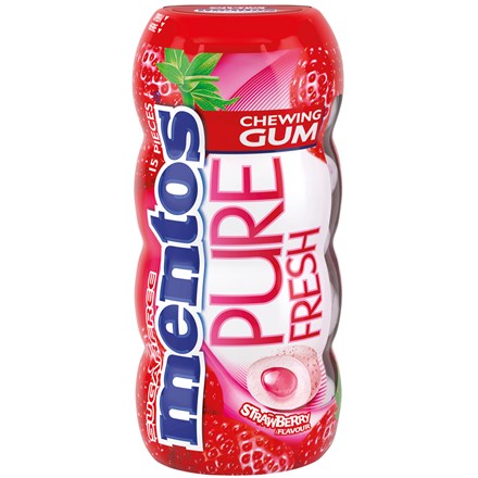 Gumă de mestecat Mentos Pure Fresh Strawberry/căpșuni 10 x 30 g