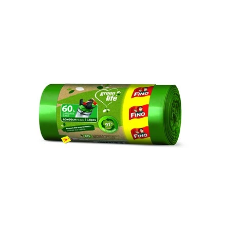 Saci de gunoi FINO Green Life easypack extra rezistenți 60 l, 18 buc.