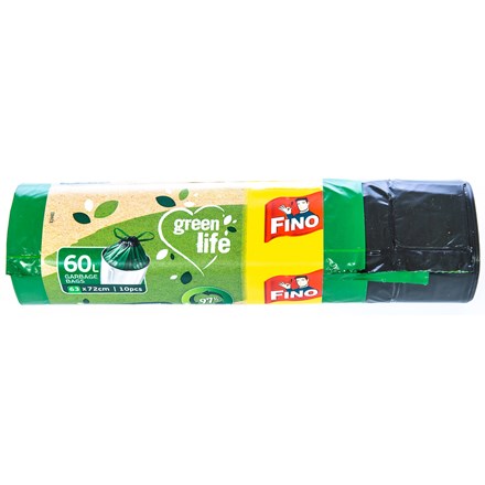 Saci de gunoi retractabili FINO Green Life, extra rezistenți, 60 L, 10 buc.