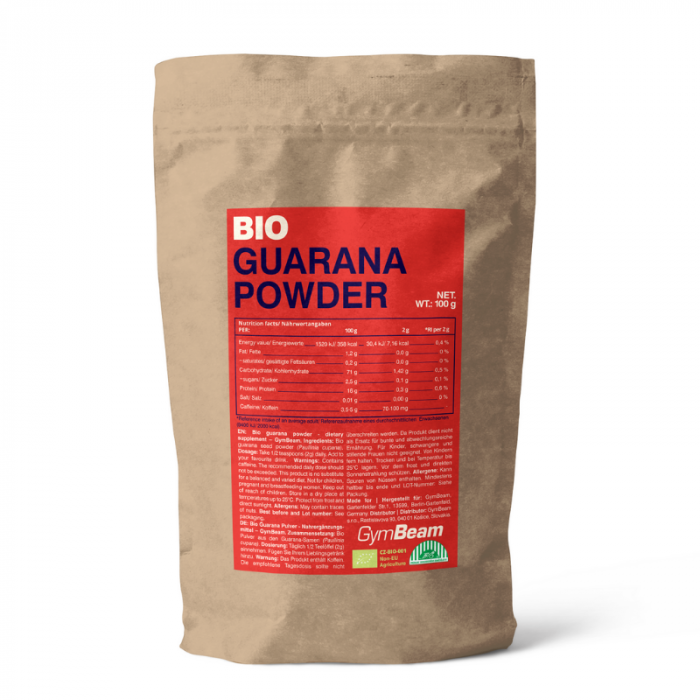 Pudră de guarana ORGANICĂ - GymBeam 100g
