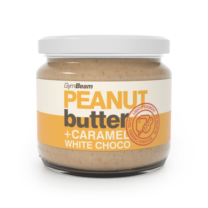 Unt de arahide cu caramel și ciocolată albă 340g - GymBeam