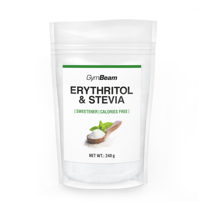 Îndulcitor cu eritritol și stevia - GymBeam 240 g