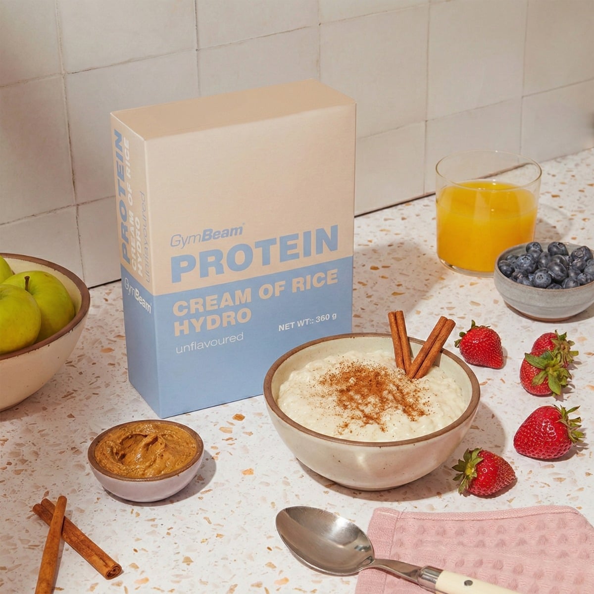 Cremă proteică de orez - hidro - GymBeam 360g