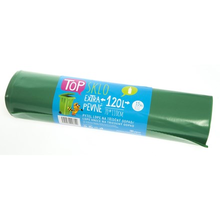 Saci OBRA pentru sticlă sortată, extra rezistenți, 120L, verzi, 15 buc.