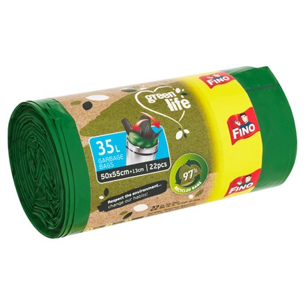 Saci de gunoi FINO Green Life easypack extra rezistenți 35 l 22 buc