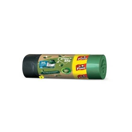 Saci de gunoi retractabili FINO Green Life, extra rezistenți, 35 L, 15 buc.