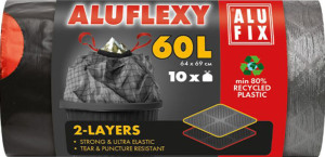 Saci de gunoi Alufix, retractabili, 33µ, 64 x 69 cm, 60 l, 10 buc.