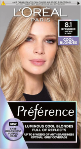 Culoarea părului Loreal Paris Préférence Cool Blondes, Copenhaguen, blond deschis cenușiu 8.1