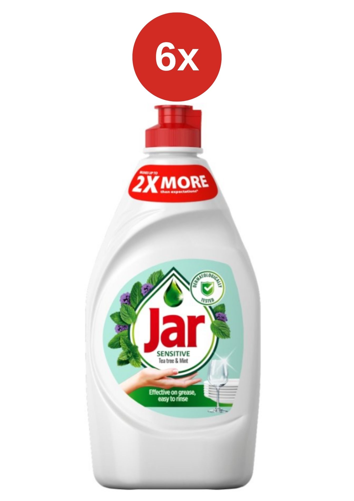 Detergent de vase la borcan cu aroma de arbore de ceai și mentă pentru peri sensibili, 6 x 450 ml