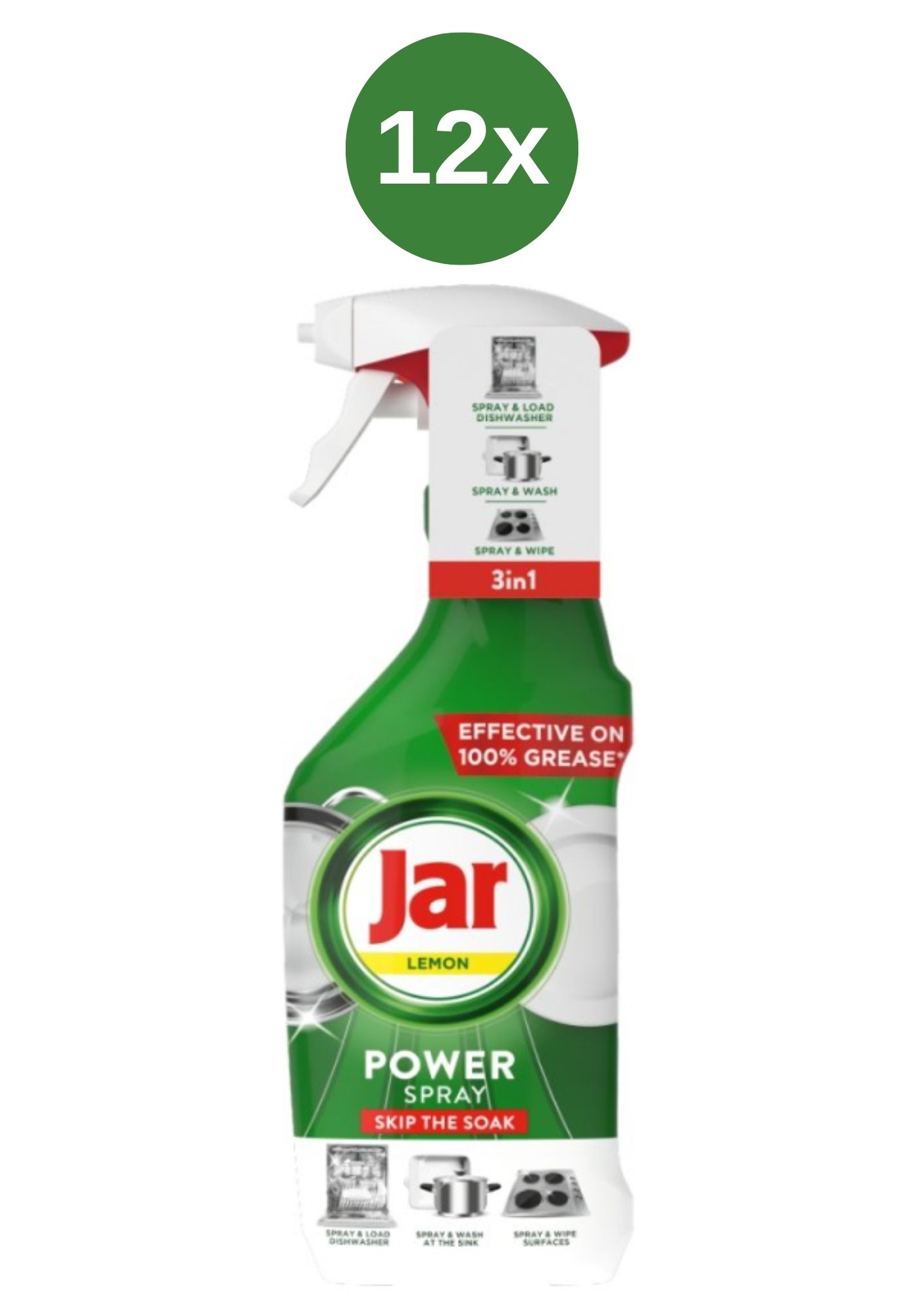 Spray detergent de vase 3 în 1, la borcan, 12 x 500 ml