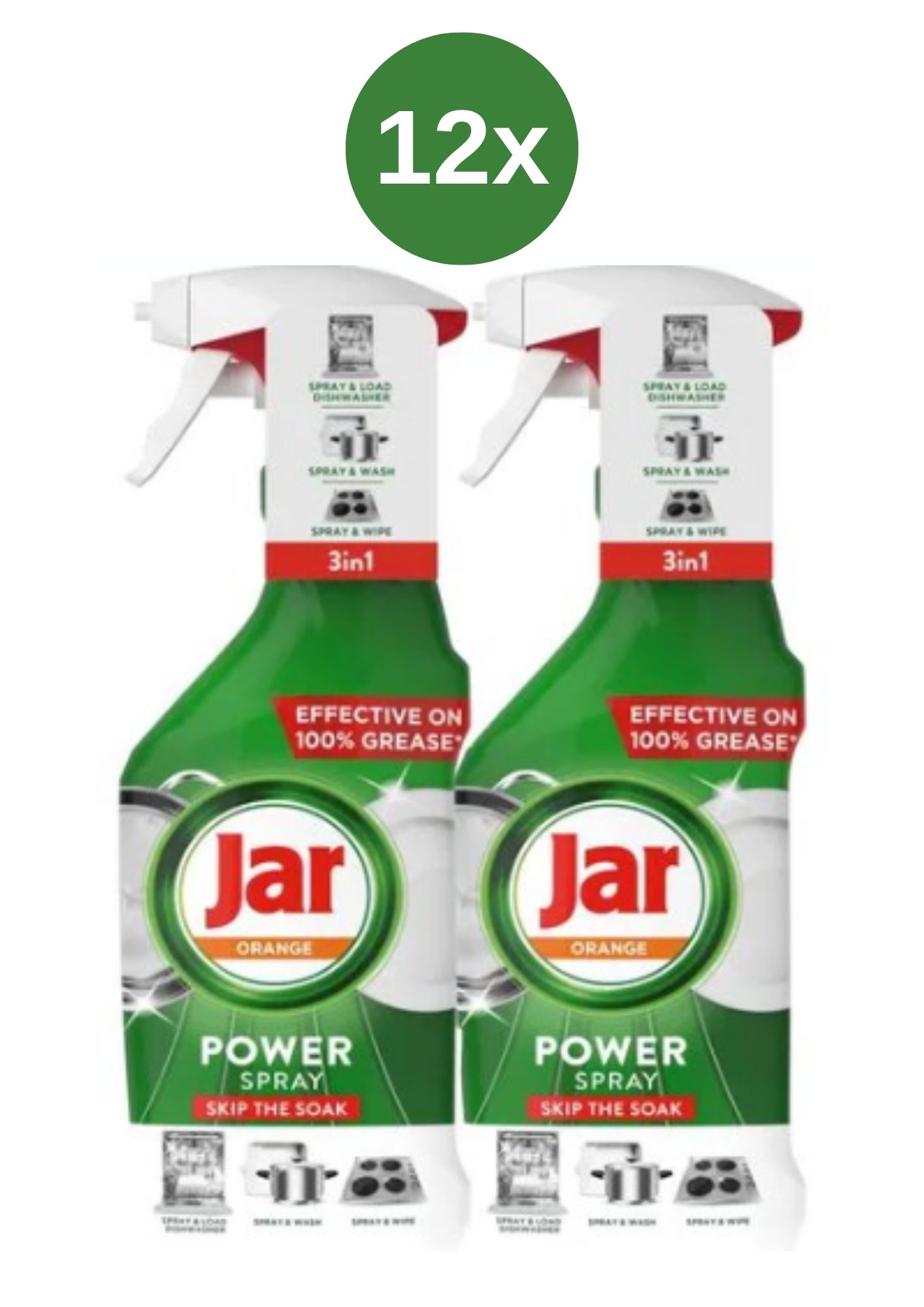 Spray demachiant pentru mașina de spălat vase, portocaliu, 3 în 1, 12 bucăți (2x500 ml)