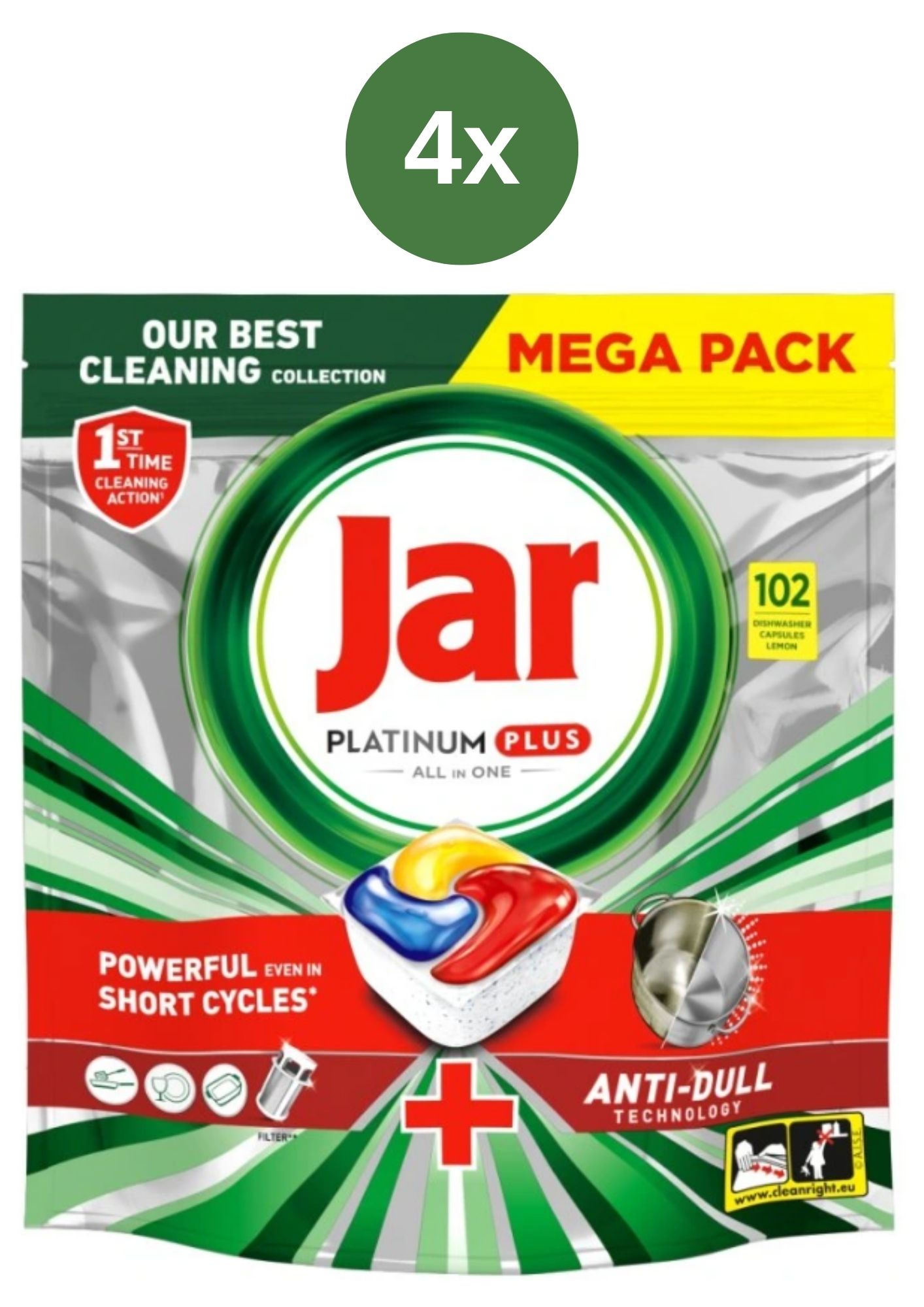 Borcan Platinum Plus tablete de spălat vase lămâie 4x102 buc