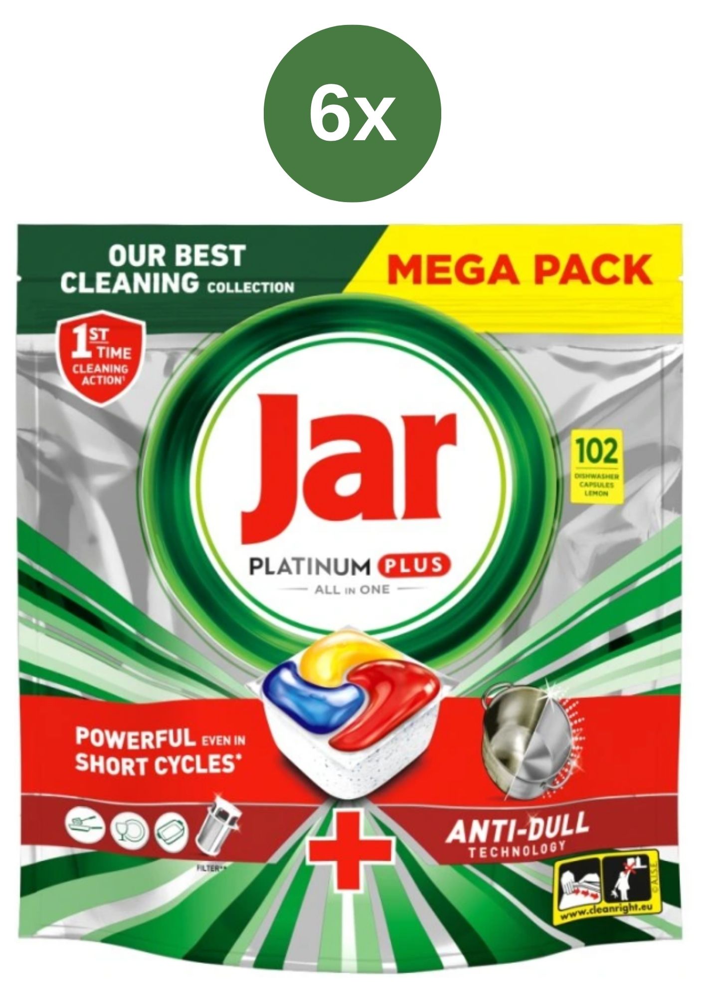 Borcan Platinum Plus tablete de spălat vase lămâie 6x102 buc