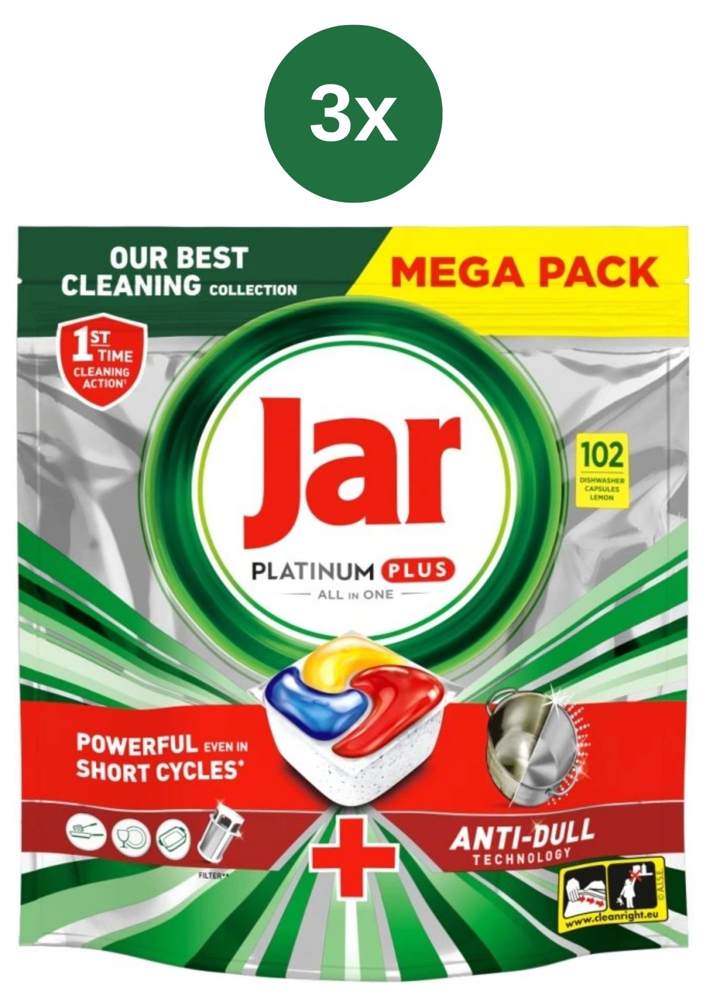 Borcan Platinum Plus tablete de spălat vase lămâie 3x102 buc