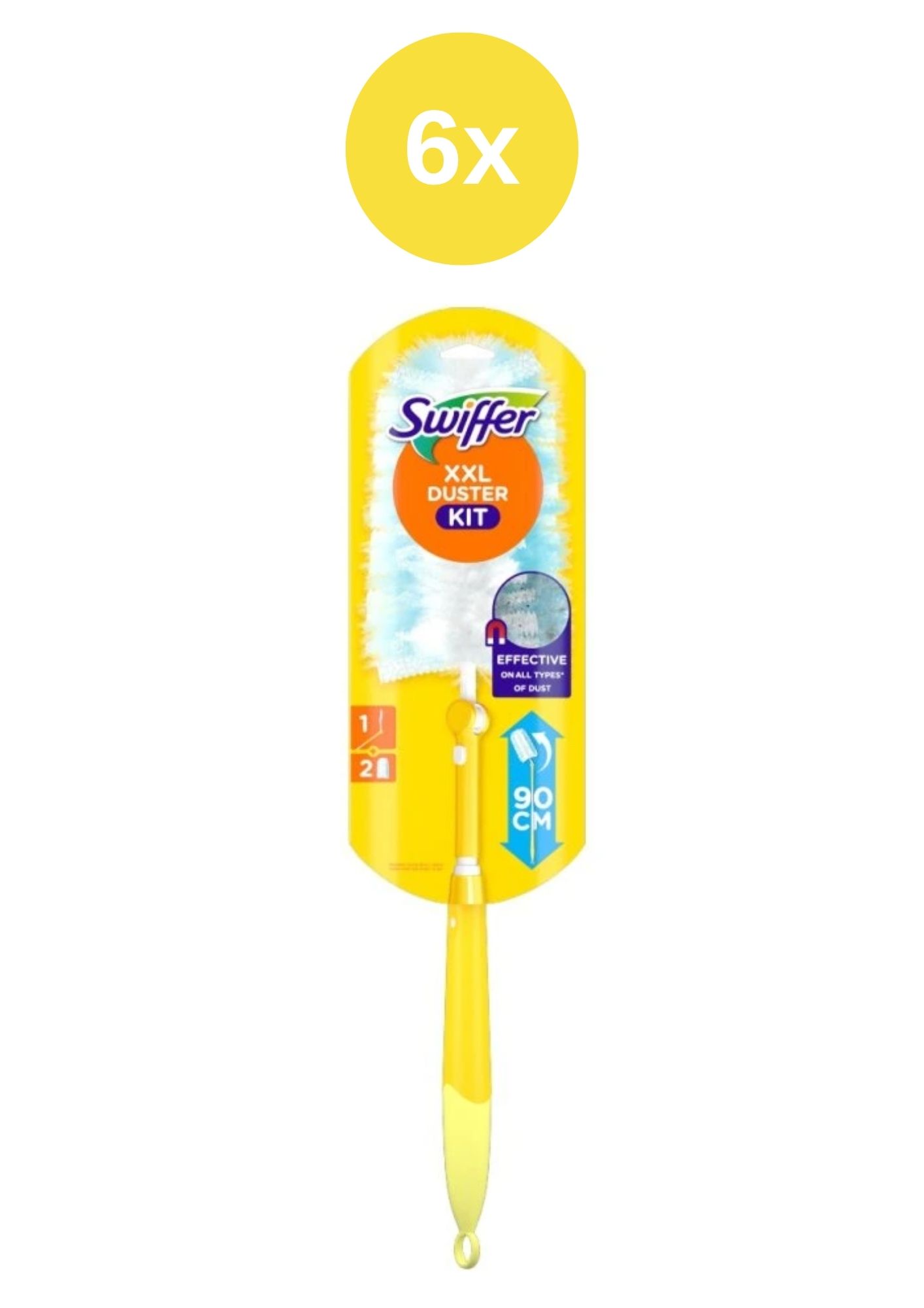 Kit de curățare a prafului Swiffer XXL cu mâner telescopic 6x + 2 bucăți de curățare a prafului
