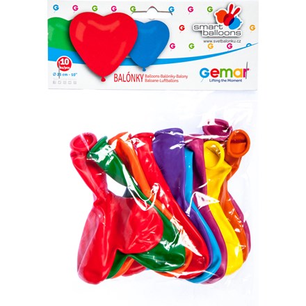 Balon gonflabil GEMAR 25 cm în formă de inimă 10 buc