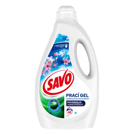 Gel de spălare SAVO Spring Fresh pentru rufe colorate și albe (48 spălări) 2,4 l