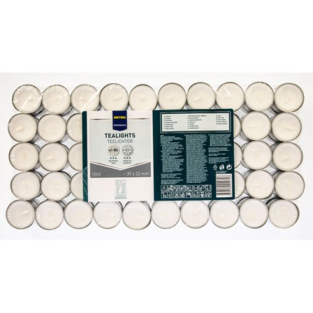 Lumânări tip tealight METRO PROFESSIONAL, 8 ore, 100 buc.