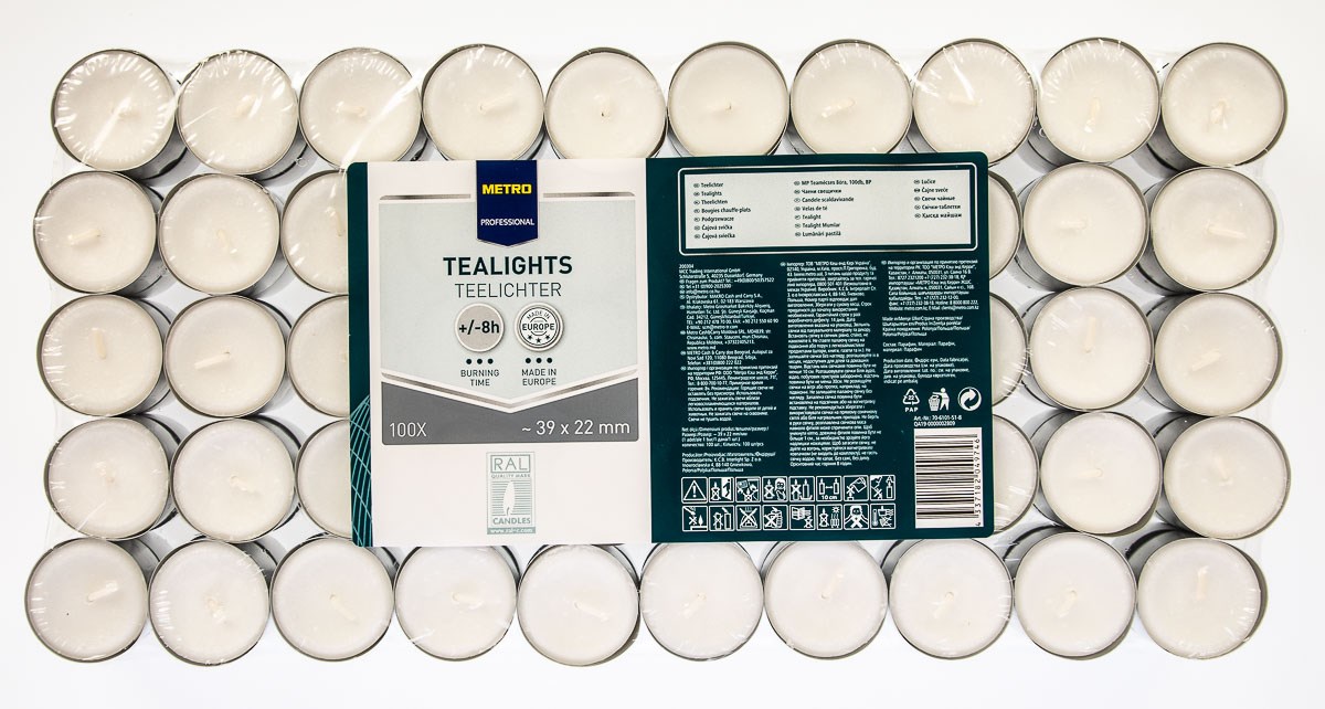 METRO Professional Lumânări tip tealight METRO PROFESSIONAL, 8 ore, 100 buc.