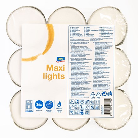 Lumânări tip tealight METRO PROFESSIONAL Maxi 8 ore 36 buc